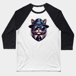 Gangster Cat Baseball T-Shirt